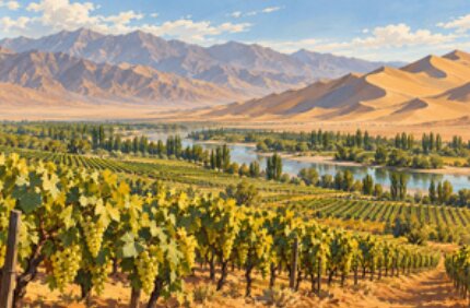 Illustration of vineyards in Gansu