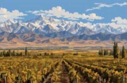 Illustration of vineyards in Xinjiang