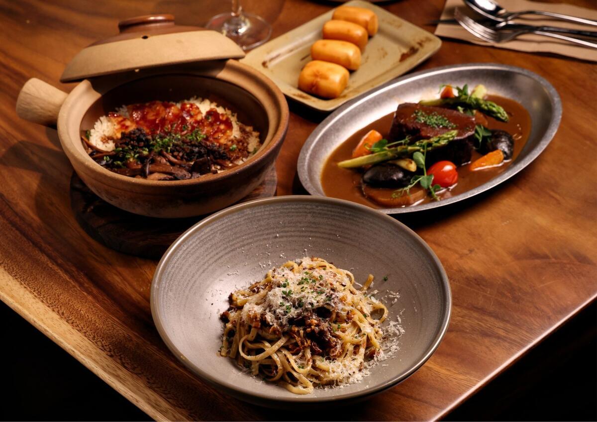 Shared table spread of modern shareable plates